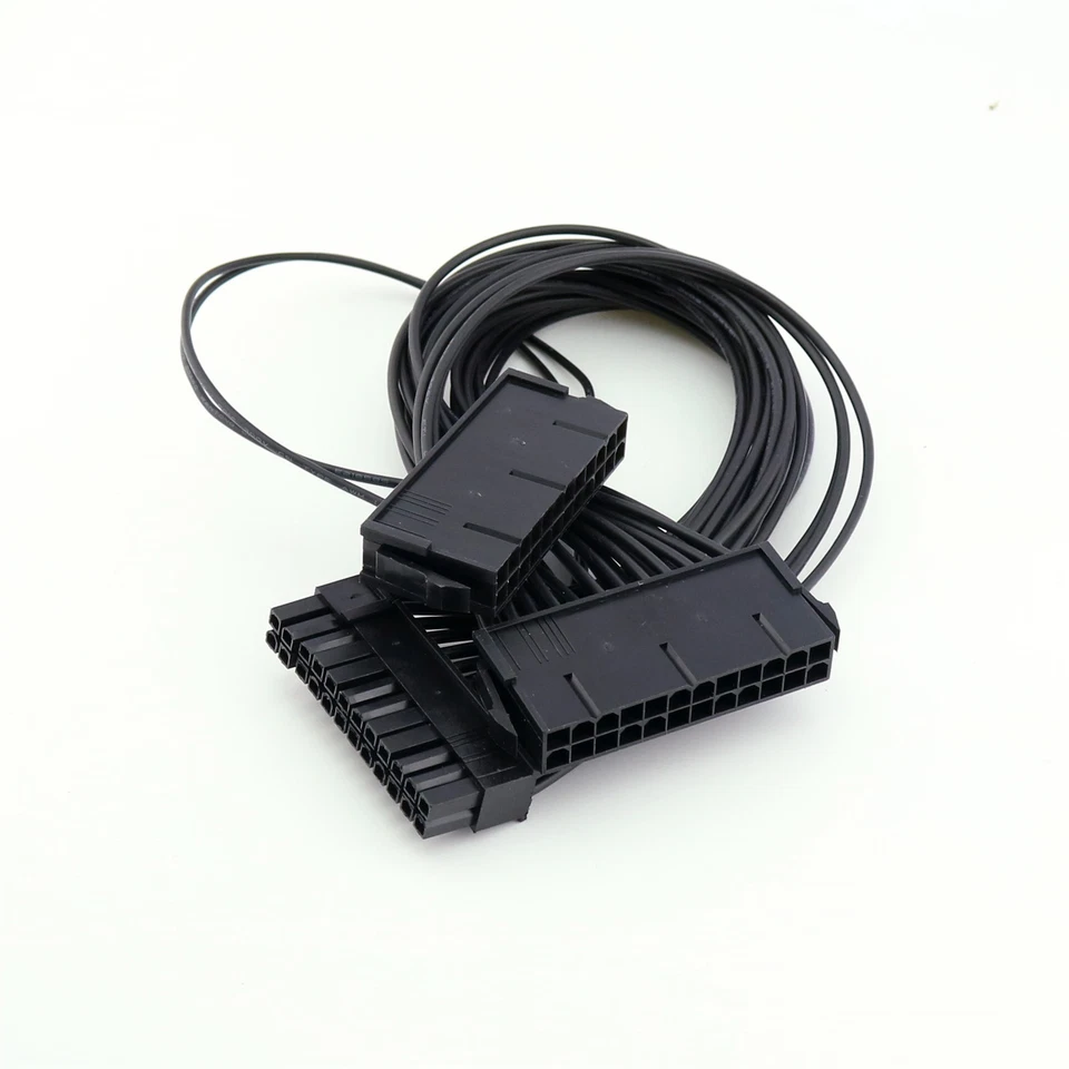 24 Pin Male to Female Dual PSU Power Supply Cable ATX Motherboard Connector 1ft - Image 2 of 4