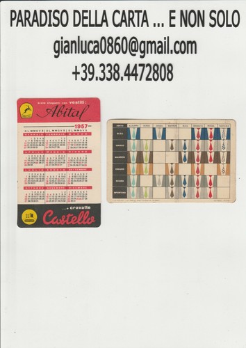 CALENDARIO TASCABILE 1957 - ABBIGLIAMENTO VESTITI ABITAL, CRAVATTE CASTELLO  | eBay