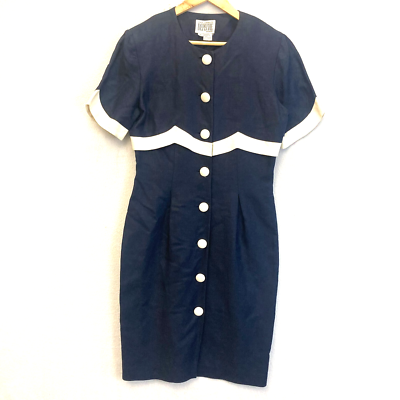 Vintage 80s Yves Cossette Depeche Mode Linen Dress 8 Blue Knee Secretary Sailor | eBay Vintage 80s Yves Cossette Depeche Mode Linen Dress 8 Blue Knee Secretary Sailor | eBay