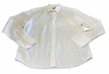 Hugo Boss White Button Down Long Sleeve Dress Shirt Size 17.5 36/37 GUC FLAWS 