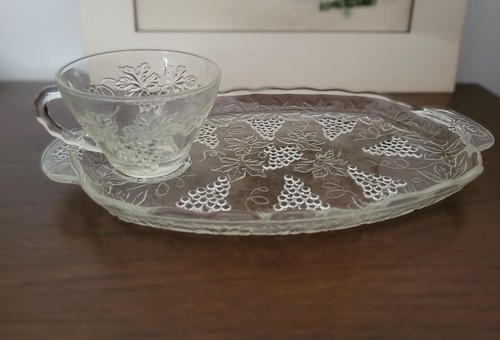 NIB Anchor Glass Vintage Snack Set 8 Pcs In Original Box Mint Condition New - Picture 13 of 22