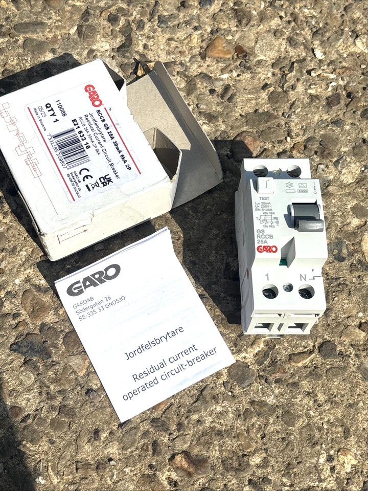 Garo 25 Amp RCBO GS B25a 2P ELECTRIC RESIDUAL CURRENT CIRCUIT BREAKER E2163230 C - Image 4 of 4