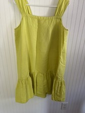 womens Loft square neck flounce dress glowing lime