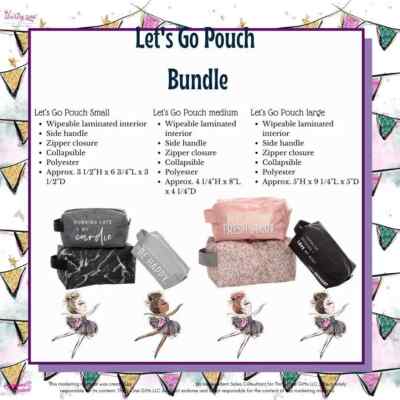 Thirty-One Gifts Let's Go Pouch Bundle of 3 NEW