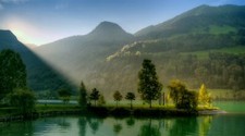 Landscape nature lake sunlight hills Custom Gaming Mat Desk