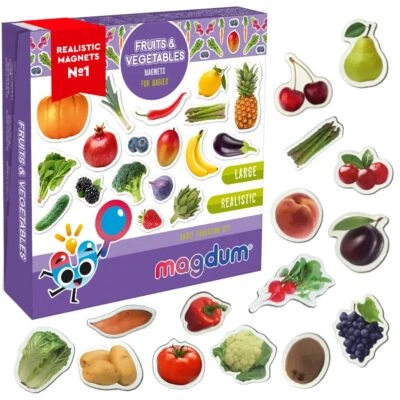 MAGDUM 50 OBST & BEEREN & GEMÜSE FOTO Magnete Kinder für magnettafel - Magnet spielz...