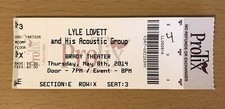 2014 LYLE LOVETT BRADY THEATER TULSA OKLAHOMA CONCERT TICKET STUB