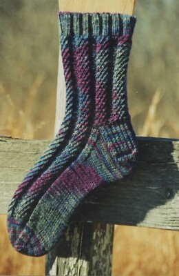 3 Trails Handknit Designs Knitting Pattern SK-125 Herringbone Rib Peddler Sock