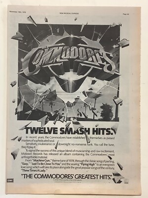 THE COMMODORES+GREATEST HITS+1978+FULL PAGE MUSIC ADVERT