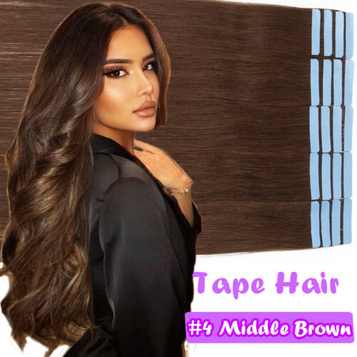 AAAAAA THICK Russian Tape In Human Hair Extensions Real Remy Skin Weft FULL HEAD - Picture 27 of 49