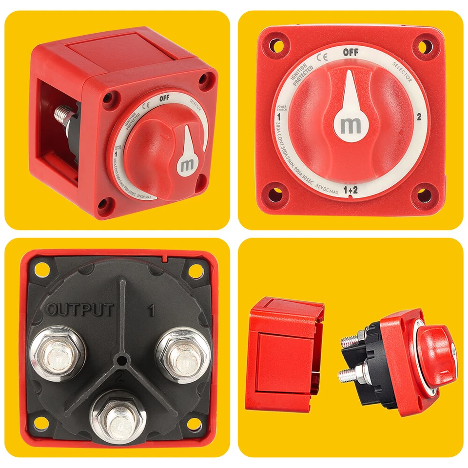 Переключатель селекторный двойной аккумулятор 600 А 4 положения 1-2 выключен для морской лодки грузовика - Изображение 4 из 4