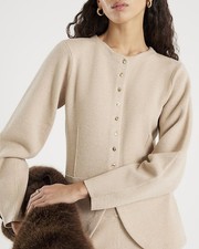 River Island Womens Cardigan Beige Knitted Long Sleeve Structured Jumper Top