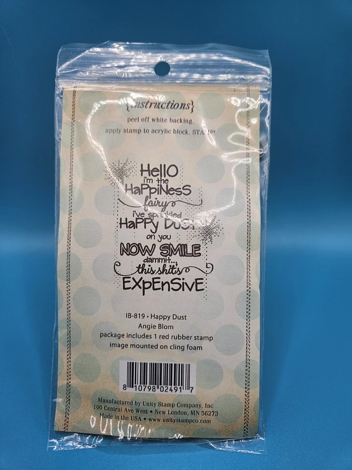 Sello de goma Unity Stamp Co Itty Bitty Cling NUEVO Hello Happiness Foto 2 de 4