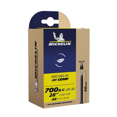Michelin Fahrrad Schlauch A2 Air Comp 28'' 26/32-622/635 SV Presta 48 mm Schwarz