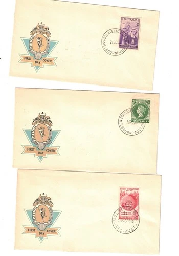 Australia 1955 UNADDRESSED OFFICIAL FDCs     (3 Covers)    Lot 5
