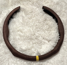 Women s Solid Fabric Headband Brown with Yellow Accent Hair Accessory
