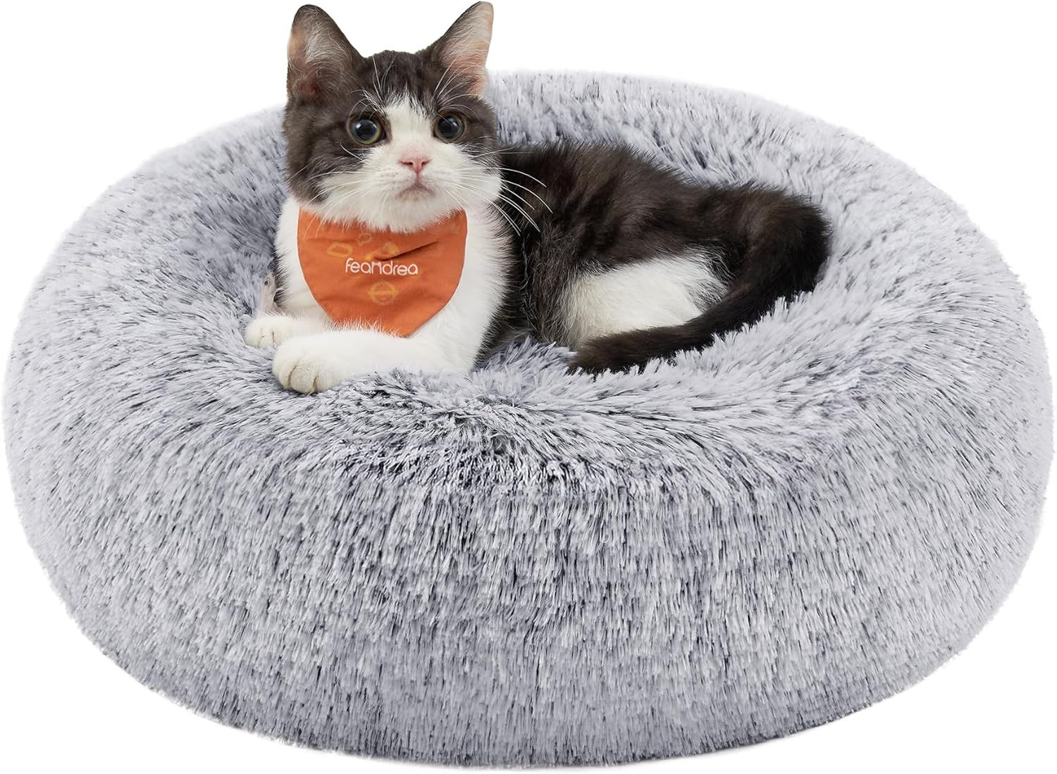 Dog Bed, Donut Cat Bed, Fluffy Calming Pet Bed with Removable, Washable Cover, S