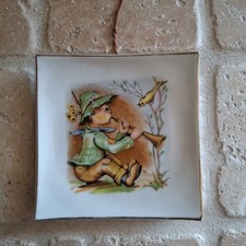 Vtg MCM Little Bo Pete Bird Decor Hanging 4" Plate Trinket Soap Dish Whimsical