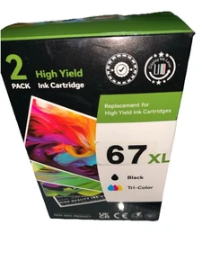 67XL High Yield Ink Cartridge Black/Color Combo replacement for HP