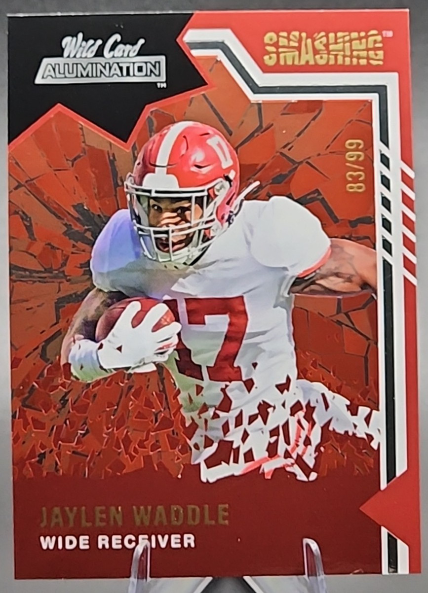 Jaylen Waddle /99 2021 Wild Card Alumination Rookie RC Smashing Denver Miami SP