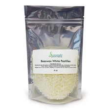 White Beeswax Pastilles Beads 100 Pure  Natural Made in USA Bulk 4 oz