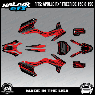 Graphics Kit for Apollo RXF Freeride 150 190 Guard Series - Red