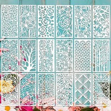 18pcs Flower Stencils for Painting, 7.8x4inch Floral Leaf Stencils for Crafts Re