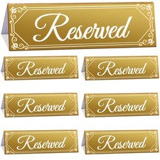6 PCS Gold Acrylic Reserved Table Tent Signs Wedding Seat Restaurant Office