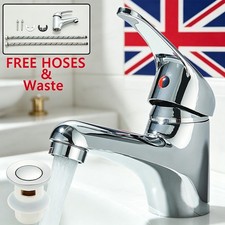 Bathroom Mixer Taps Basin Tap + Waste Chrome Sink Mono Lever Modern High Quality