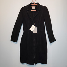 ASOS Women US 6 Denim Dress Full Zip Black Long Sleeve 100% Cotton Collared NWT