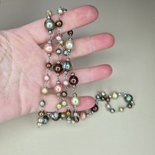 Honora Freshwater Pearl Necklace Sterling Silver 925 Multicoloured Baroque 90cm