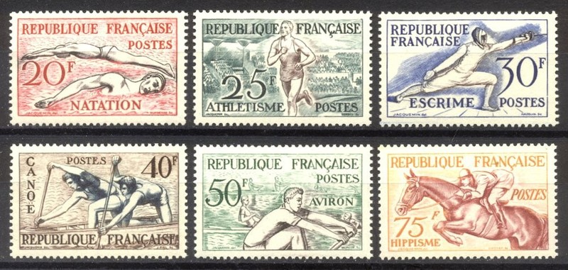 FRANCE #700-05 Mint NH - 1953 Sports Set ($61)