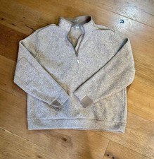 Greg Norman Men  s Large Quarter Zip Pullover Sweater Beige Heather Shark Logo Gf