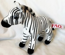 FAO Schwarz Toys R Us Black White Zebra Plush Stuffed Toy 9" 2013 Geoffrey LLC