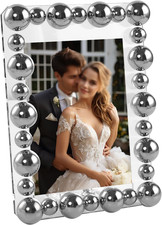 Elegant Silver 5x7 Crystal Picture Frame with Gift Box - Perfect for Weddings