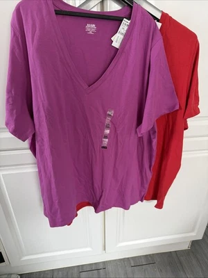 Lot 2 T.shirts grande Taille 3XL 54/56 Neufs Coton Col V Mc Femme - Photo 1/4