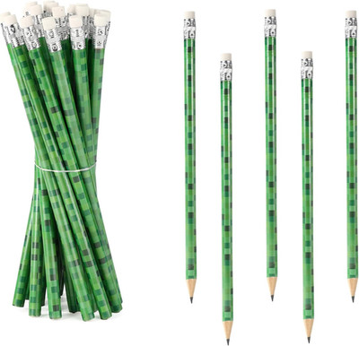 20Pcs Pixel Pencils, Pixel Theme Party Supplies Wooden Pencils with Eraser Class
