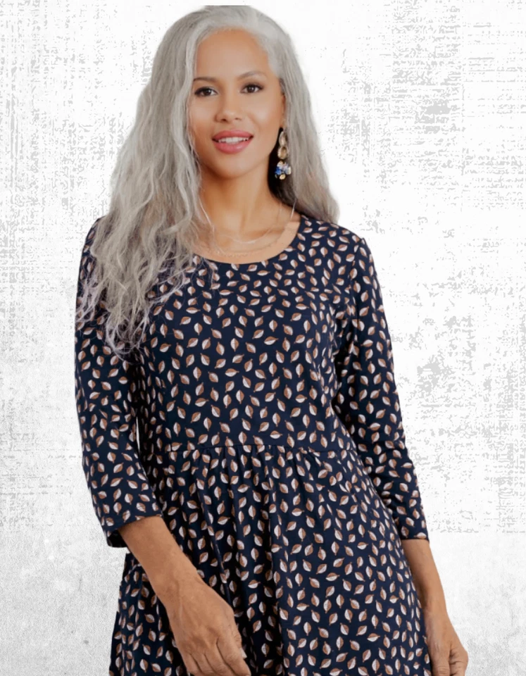 Women’s Seasalt Jersey Dress 3/4 Sleeve Cotton Maritime Leaves Scoop Neck - Image 4 of 4