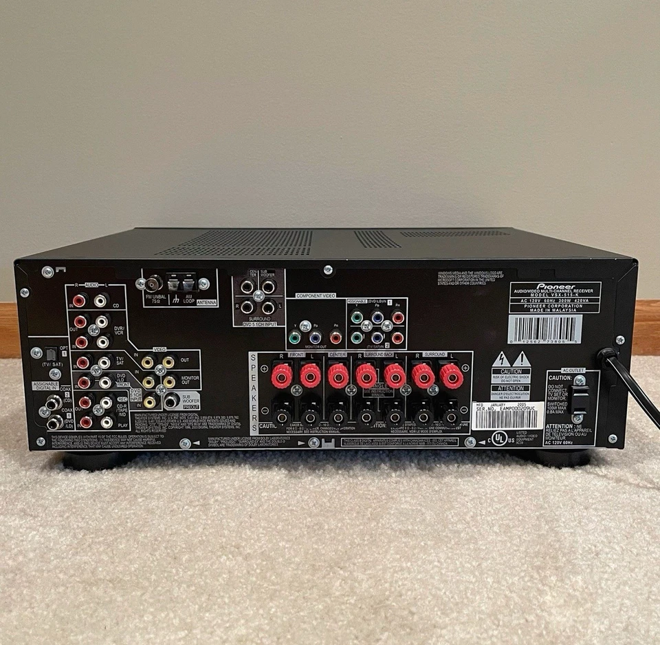 Pioneer VSX-515-K 6.1 Ch 660W AV Home Theater Stereo Receiver Amplifier TESTED - Image 4 of 4