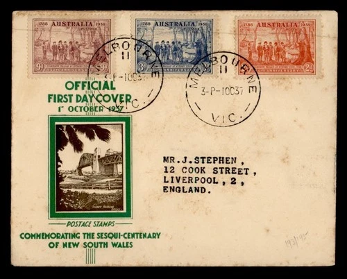 DR WHO 1937 AUSTRALIA FDC NSW ANIV COMBO R42177