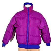 Vintage 90s Columbia Reversible Ski Duck Down Puffer Jacket Purple Pink Zip Sz S