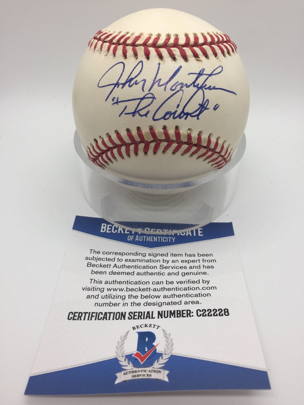 John Montefusco Autographed Signed New York Yankees The Count OMLB Baseball BAS BECKETT C22228 