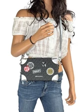 Michael Kors Jeanie Small East West Trunk Crossbody Bag MK Black Multi