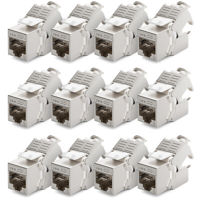 12 CAT8 Keystone Jack Modul STP werkzeuglos RJ45 LAN Adapter Netzwerk Patchkabel