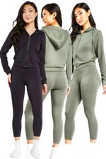 Ladies Tracksuit Gymwear Top Bottom Hoodies Zip Up Gym Pants Jogging Sports Set