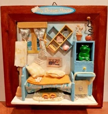 3D MY DREAM HOUSE MINIATURE KIDS BEDROOM HANDCRAFTED WOOD FRAMED WALL ART DECOR 