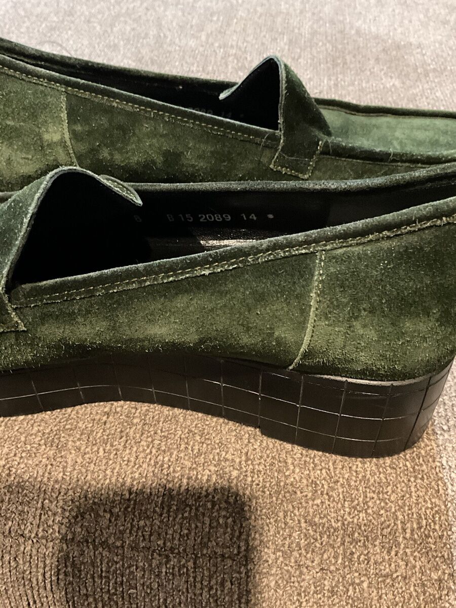 Robert Clergerie Women's Green Suede Platform Loafer Shoes 8 Robert Clergerie Women's Green Suede Platform Loafer Shoes 8