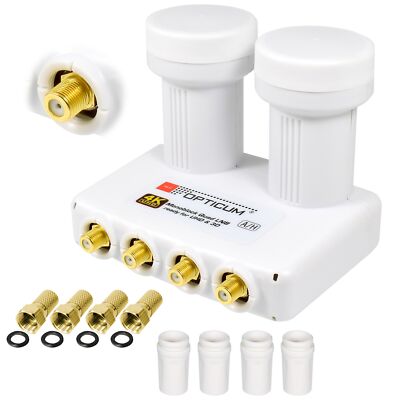 Monoblock Quad LNB   2x Satelliten Astra + Hotbird Doppel 4K HD UHD 4 Teilnehmer