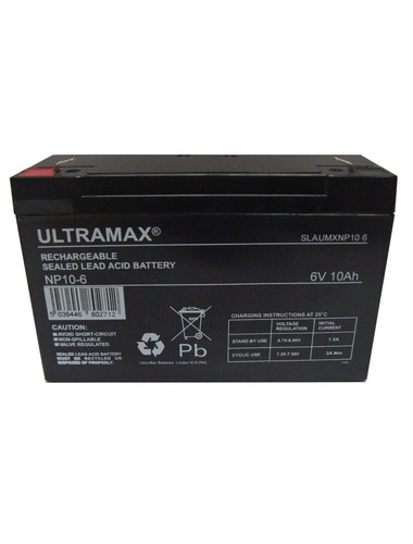 2X ULTRAMAX NP10-6, 6V 10AH 20HR (ALS 12AH) VERSIEGELT BLEISÄURE WIEDERAUFLADBARER AKKU - Bild 3 von 5