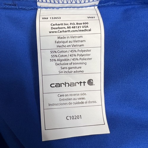 Carhartt Women Blue Top Scrubs Pockets Short Sleeve Shirt Size M Lot of 2 - Picture 9 of 9